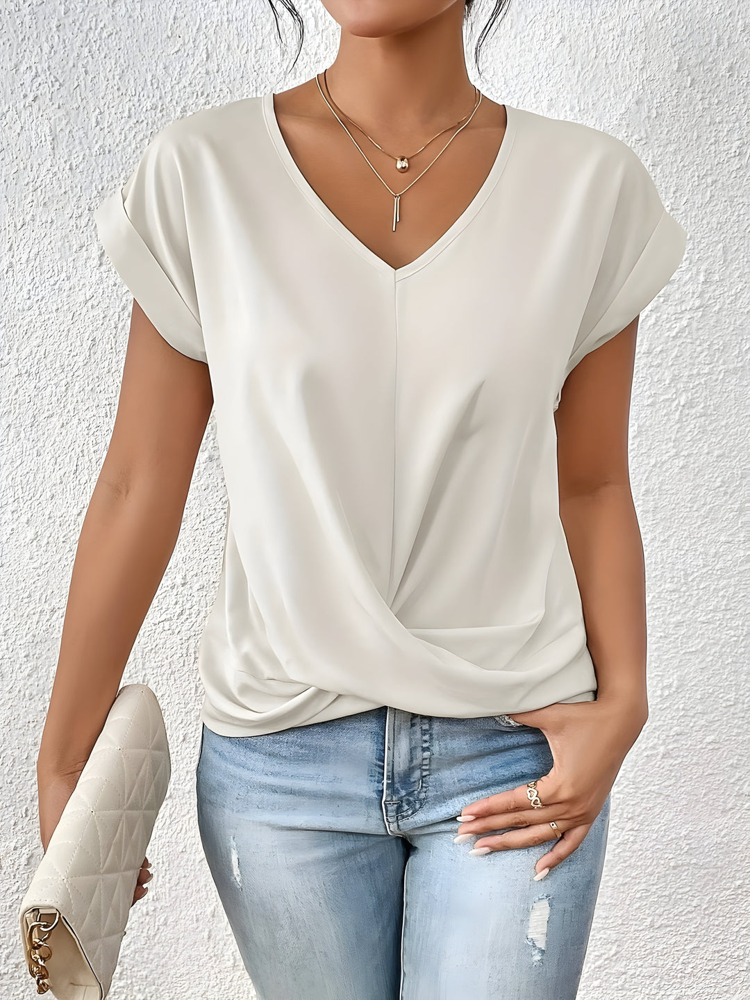Kathrina | V-Hals Twist Front Top