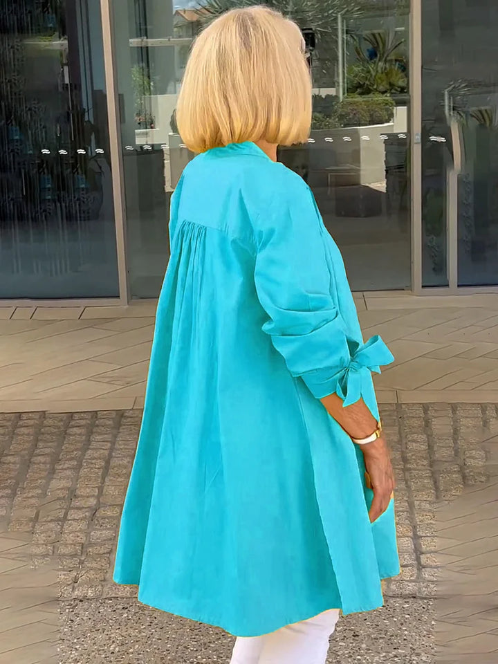ELLARIA – GATHERED BACK COTTON SHIRT JACKET