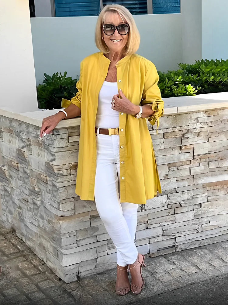 ELLARIA – GATHERED BACK COTTON SHIRT JACKET