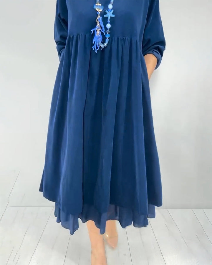 Loose Double Layer Mesh Patchwork Dress