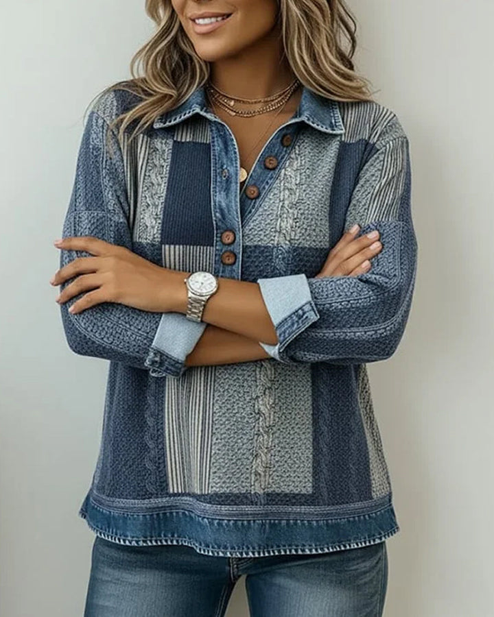 Long Sleeve Sweatshirt with Color Block Print