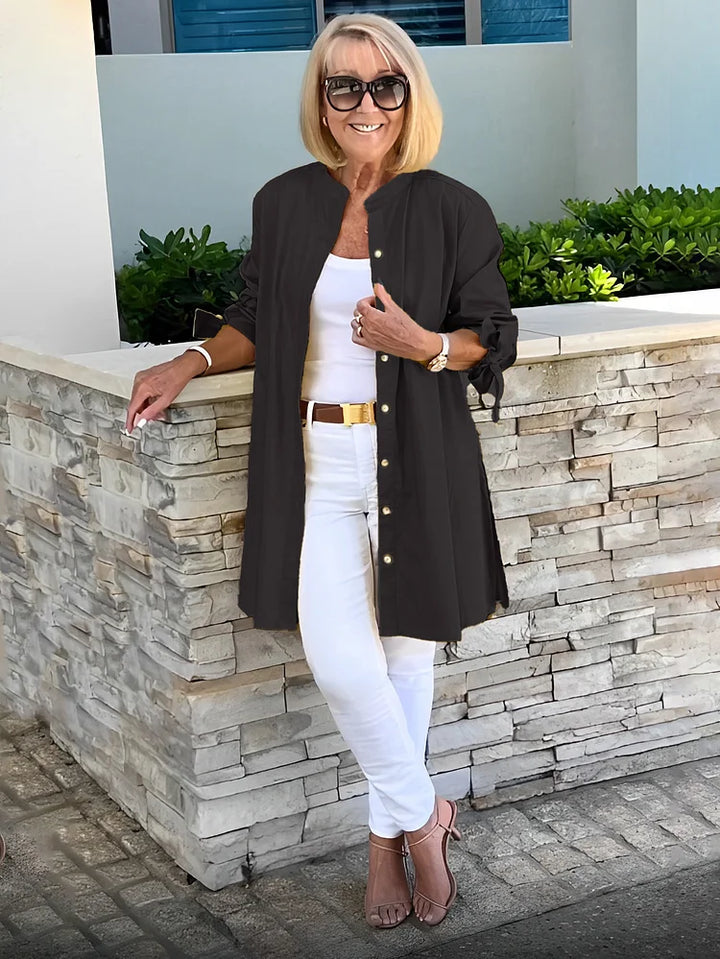 ELLARIA – GATHERED BACK COTTON SHIRT JACKET