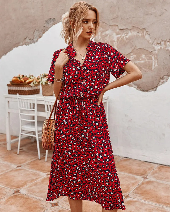 ZARA – SOFT-SPOTTED BUTTON-UP MIDI DRESS