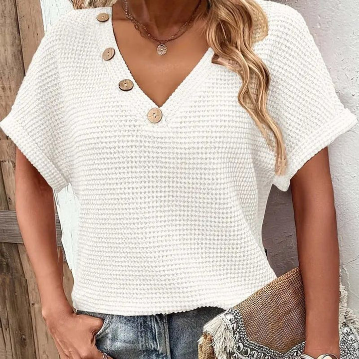 Lindse™ | Elegant Short Sleeve V-Neck Top